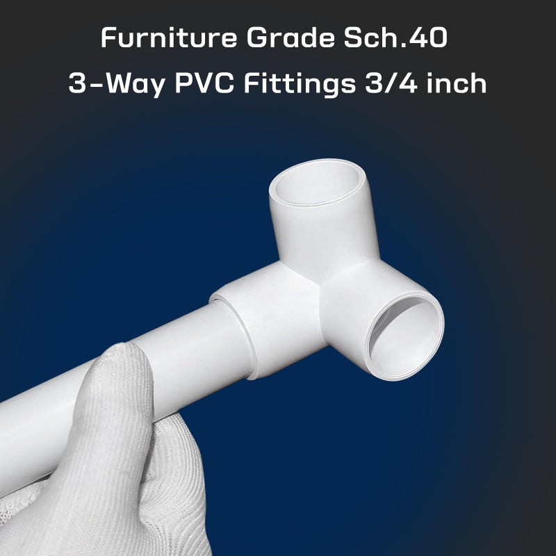 letsFix 3/4" PVC Fittings 3 Way (10-Pack) Furniture Grade, Elbow Connector, Heavy Duty for DIY Furniture, Frames, UV Resistant - Compatible with 3/4" Schedule 40 PVC Pipesâ€Œ - Image 5
